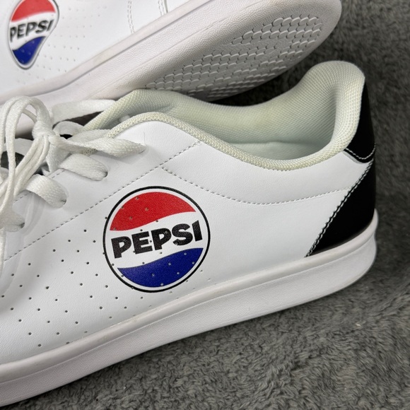 PEPSI Shoes Men’s 12 White Sneakers Lace Up Casual Athletic Retro Tennis Logo - Picture 6 of 12